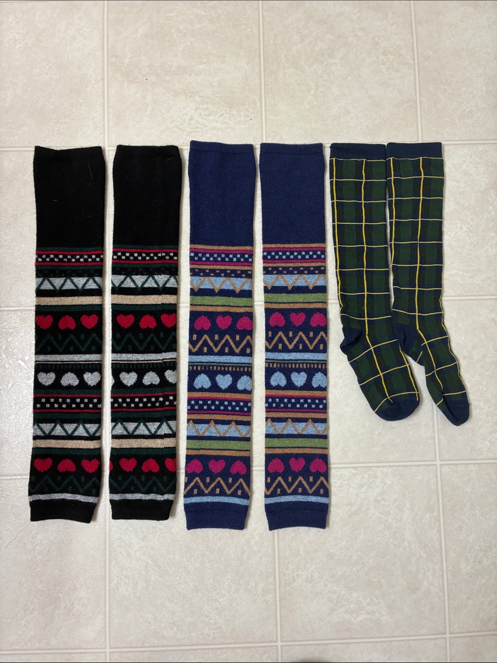 🌷3 for $25🌷Unbranded, US OS, 1 Pair Of Knee High Socks & 2 Pairs of Legwarmers